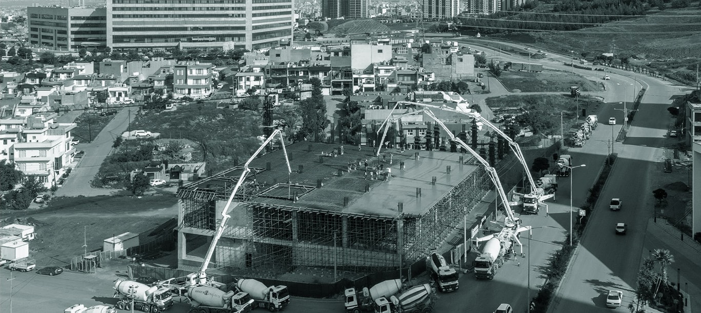 City Star Bakery: concrete pumps on the building site