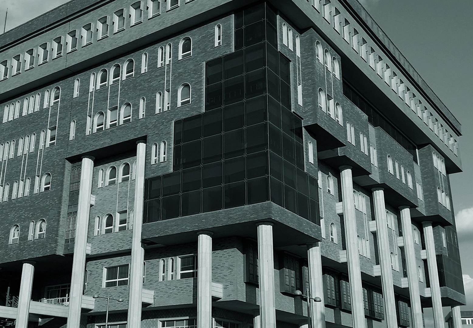 The Sulaimani Municipality building, its upper floors on tall columns